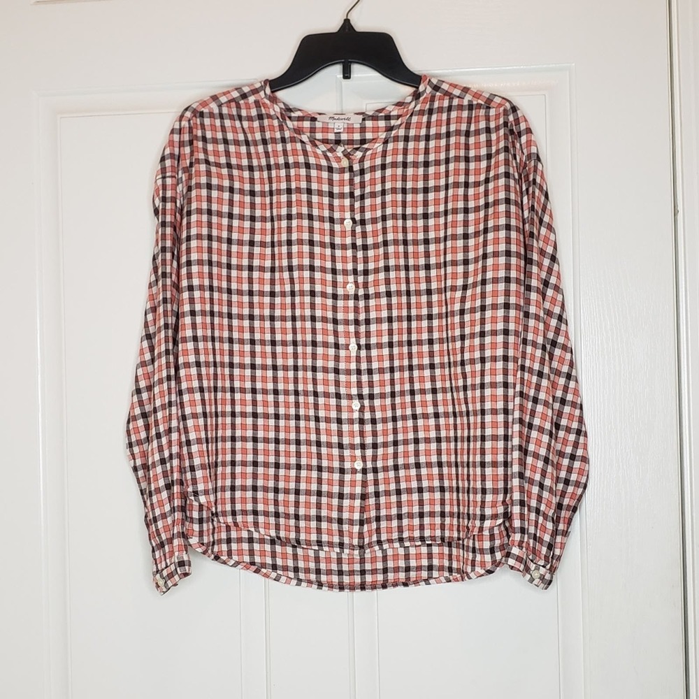 Madewell Meadow Shirt in Check, orange and brown, small - Picture 2 of 8